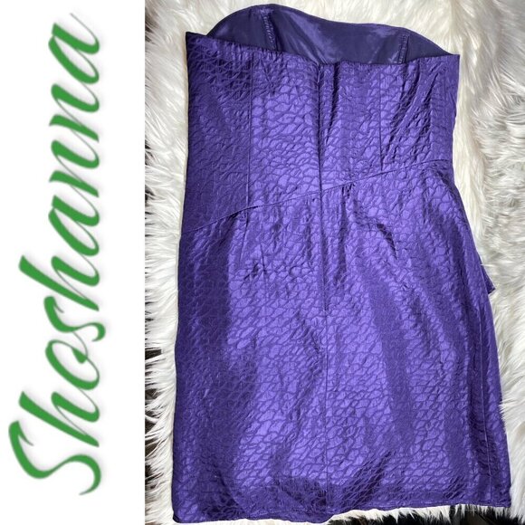 NWT SHOSHANNA 100% Silk Strapless Purple Snakeprint Mini Dress, Size 8 - Picture 6 of 13